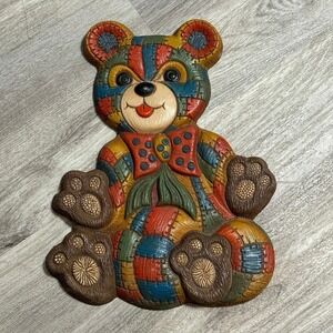 Patchwork vintage teddy bear decor nursery bear wall decor 1979 foam craft‎